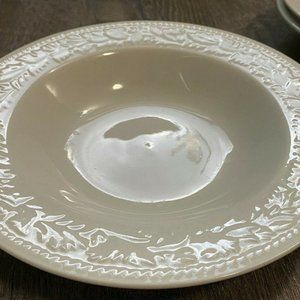 Sango Garland 8.7/8” Wide Rim Soup Bowl Embossed Scrolls & Floral Set of 3